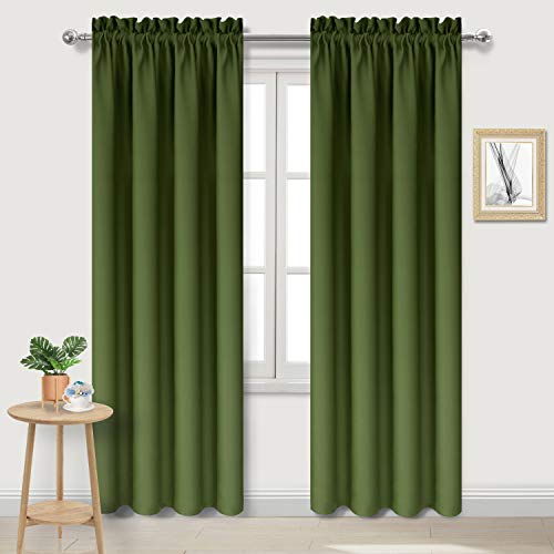 Blackout Curtains for Bedroom 38 x 84 Inch Long Olive Green 2 Panels (Olive Green / 38"W x 84"L (Pack of 2))