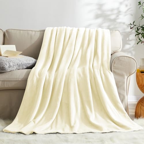 Cream Fleece Blanket Twin Size (Cream / Twin(60"x80"))