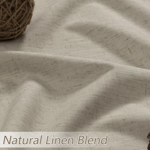 100% Blackout Linen Curtains for Bedroom 90 inches Long (Cobblestone / 52"W x 90"L (Pack of 2))