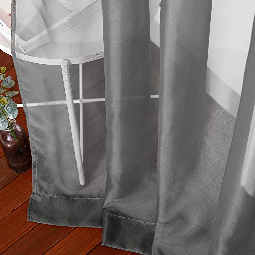 45 Inch Sheer Curtains (Dark Grey / 54"W x 45"L (Pack of 2))