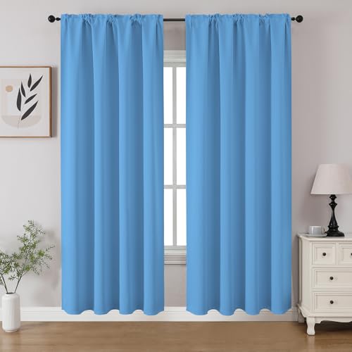 Light Blue Blackout Curtains 72 inch Length 2 Panels Set (Light Blue / 52"W x 72"L (Pack of 2))