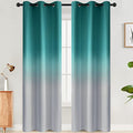 Teal to Grey White Ombre Room Darkening Curtains 84 Inch (42"W x 84"L (Pack of 2) / Teal to Grayish White)