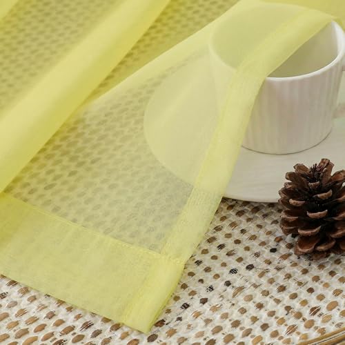 Lemon Sheer Curtains 63 Inch Length 2 Panels Set for Living Room (42"W x 63"L (Pack of 2) / Lemon)