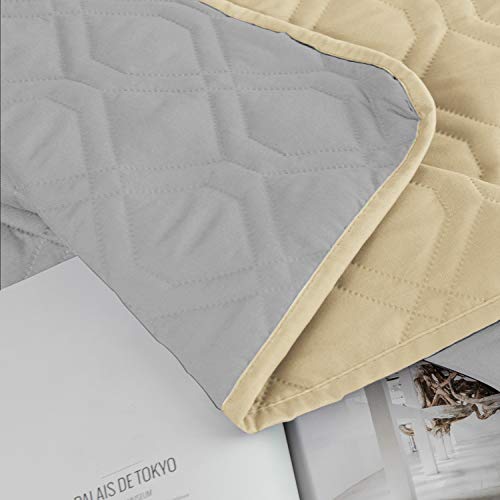 Waterproof Dog Bed Cover Pet Blanket for Furniture Bed Couch Sofa Reversible (82x102 Inch (Pack of 1) / Beige+lightgrey)