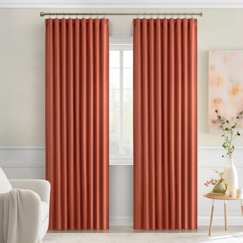 Fall Burnt Orange Back Tab Blackout Curtains 52"x84" Length 2 Panels (Burnt Orange / 52"W x 84"L (Pack of 2))