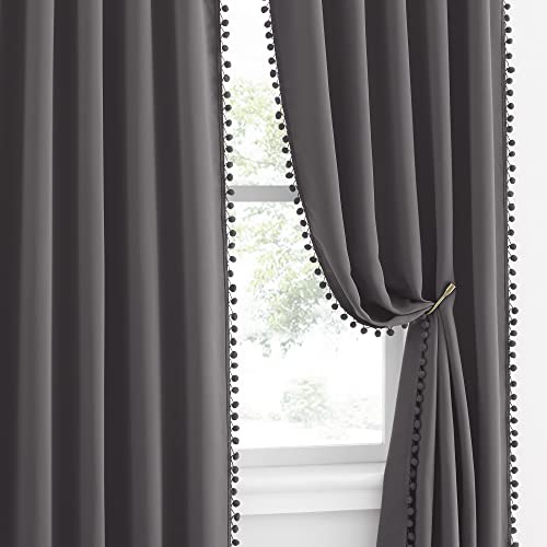 2 Panels Blackout Curtains (Dark Grey / 42"W x 63"L (Pack of 2))