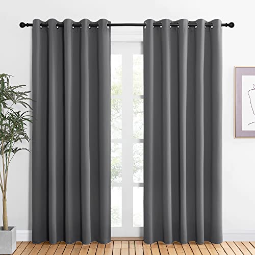 Bedroom Curtains Blackout Drapery Panels (Grey / 60"W x 84"L (Pack of 2))