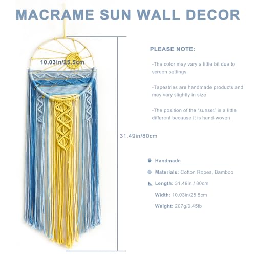 Macrame Wall Hanging Tapestry Boho (Blue Sunset)