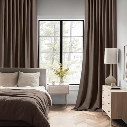 Chocolate Brown Back Tab Blackout Curtains 52"x102" Long 2 Panel Set (Chocolate Brown / 52"W x 102"L (Pack of 2))