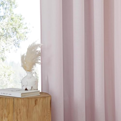 Blush Pink Linen Curtains for Kitchen (Blush Pink / 55"W x 94"L (Pack of 2))
