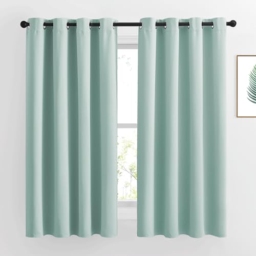 Aqua Blue Blackout Curtains 63 inches Long for Bedroom (Aqua Blue / 46"W x 63"L (Pack of 2))