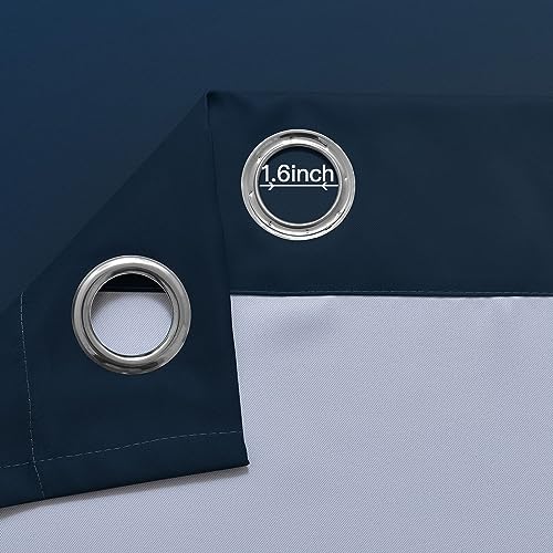 Ombre Curtains Navy Blue and Greyish White for Living Room (52"W x 90"L (Pack of 2) / Navy Blue)