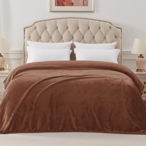 Soft Fleece Blanket Twin Size for Bed (Brown / Twin XL (66" x 90"))