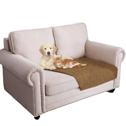 Waterproof Dog Bed Cover Pet Blanket for Furniture Bed Couch Sofa Reversible (30x53 Inch (Pack of 1) / Camel+camel)