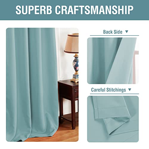 Blackout Curtain for Living Room Thermal Insulated Window Treatment Curtain Extra Long 63 inch Length Energy Saving Solid Grommet Top Blackout Drape (52"W x 63"L (Pack of 1) / Mineral Blue)