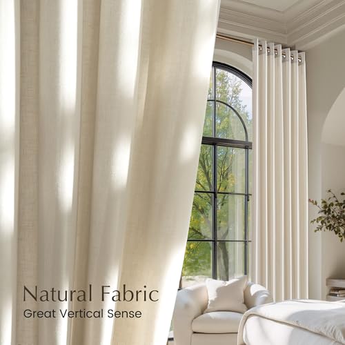 Bone White Linen Curtains for Kitchen (Bone White / 55"W x 84"L (Pack of 2))