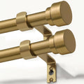 2 Pack Warm Gold Curtain Rods for Windows 66 to 120 Adjustable Length Heavy Duty 1" Diameter Brass Window Rod with Solid Metal Finials for Outdoor Farmhouse Bedroom Kitchen Living Room (Warm Gold / 16"-120"|2 Pack)