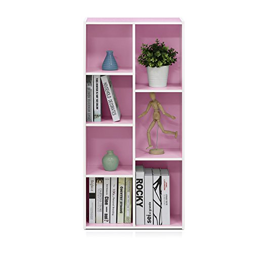 LUDER Book Shelf (White/Pink / 7-Cube)