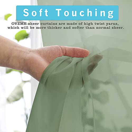 2 Panels Sage Green Semi Sheer Valance (Sage Green / 42"W x 14"L (Pack of 2))