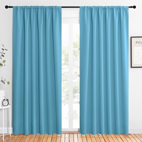 2 Panels Blackout Curtains (Teal Blue / 62"W x 84"L (Pack of 2))