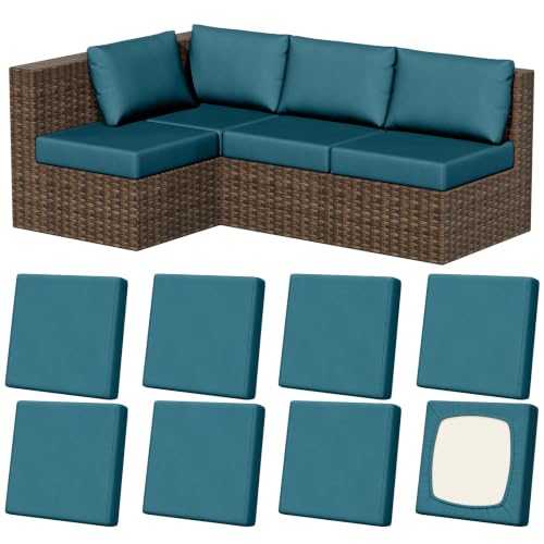 8Pcs Outdoor Cushion Covers (Petrol-blue / Square-large + Square)