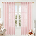 72 inch Pink Semi Sheer Linen Curtains for Living Room 2 Panels (Pink / 52"W x 72"L (Pack of 2))