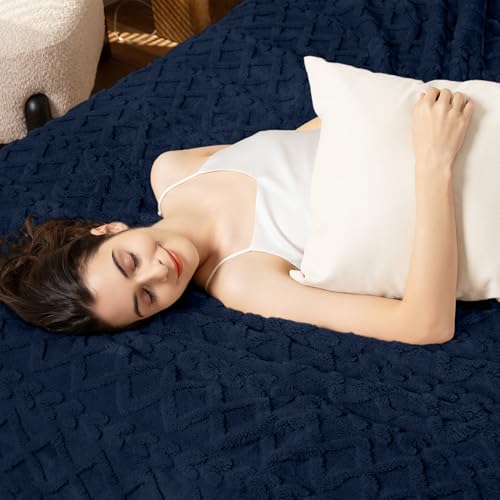 Fleece Throw Blanket for Couch Sofa 50"x60" Navy (Navy / Throw(50×60in))