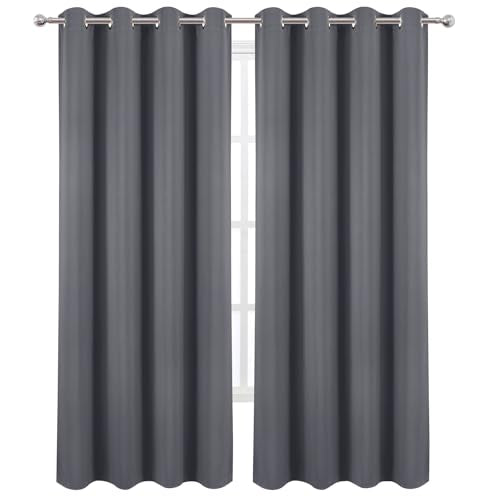 Blackout Curtains 52 x 120 Inch Long Grey Curtains Set of 2 Panels Room Darkening Curtains for Bedroom and Living Room (Grey / 52"W x 120"L (Pack of 2))