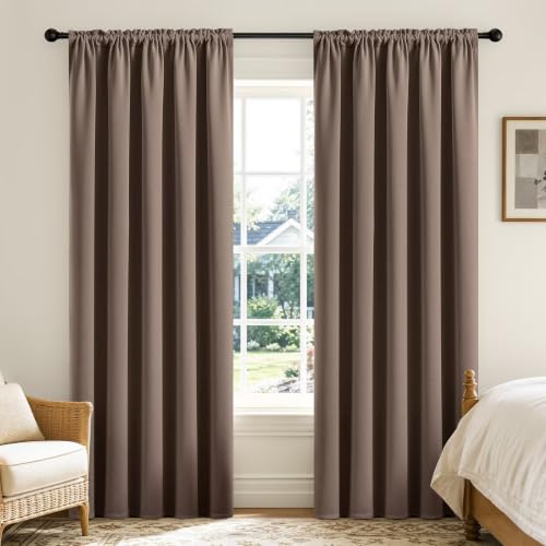 Khaki Blackout Curtains 45 inch Length 2 Panels Set (Khaki / 52"W x 45"L (Pack of 2))