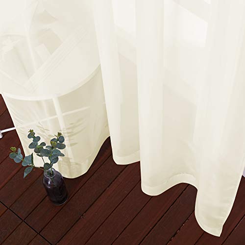 Sheer Curtain Panels 96 inch Cream Beige (Yellow Beige / 54"W x 96"L (Pack of 2))