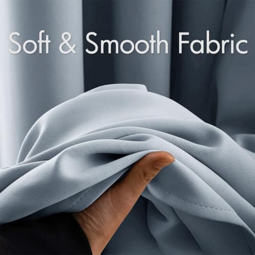Light Blue Blackout Bedroom Curtains Drapes 84 Inch Long 52"x84" (Light Blue / 52"W x 84"L (Pack of 2))