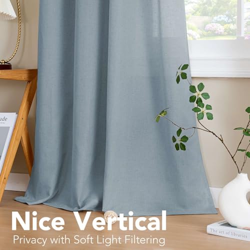 Linen Curtains Home Decorative Nickel Grommet Curtains Privacy Added Energy Saving Light Filtering Window Treatments Draperies for Bedroom (52"W x 96"L (Pack of 2) / Stone Blue)