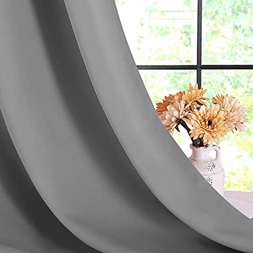 Silver Grey Small Window Blackout Curtain Panels for Bedroom (Silver Gray / 42"W x 45"L (Pack of 2))