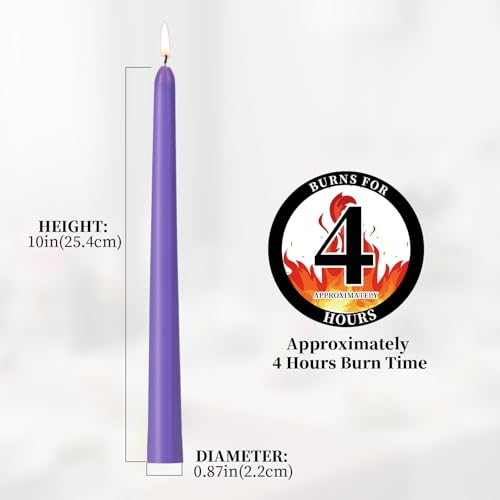 0.87×10 Inch Violet Taper Candles (Violet)
