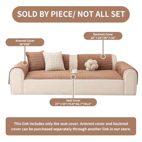 Velvet Sectional Couch Covers for Dogs (Dark Brown / 1PC/27.6"x94"/3-4 Seat & Long "L" Part)