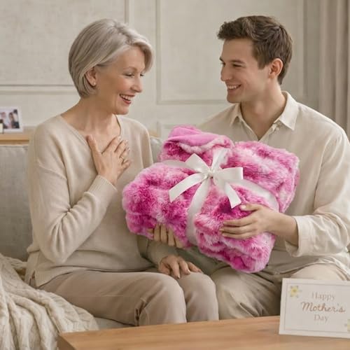 Faux Fur Throw Blanket for Couch (Tie-dye Pink / Throw(50" x 60"))