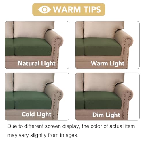 Super Stretch Individual Seat Cushion Covers Sofa Covers Couch Cushion Covers Slipcover Sets Thick Jacquard Textured Twill Fabric (Bronze Green / 2 Cushion Loveseat)