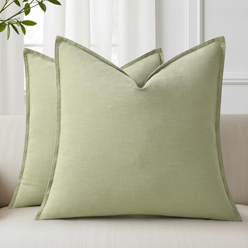 Fall Sage Green Linen Throw Pillow Covers 22x22 Set of 2 (Sage Green / 22" x 22" (Pack of 2))