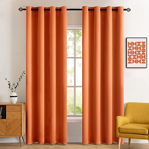Fall Orange Blackout Curtains 84 Inch Long for Bedroom 52 Inch Wide (Orange / 52"W x 84"L (Pack of 2))