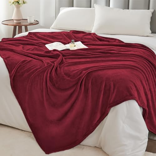 Fleece Blanket Soft Plush Throw for Couch Burgundy 50"x60" (Burgundy / Throw(50"x60"))