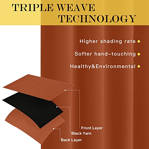 Blackout Room Divider Curtains for Sliding Glass Doors 102 Inches Long 1 Panel (Burnt Orange / 80"W x 102"L (Pack of 1))