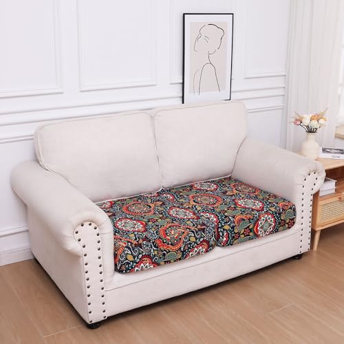 Printed Couch Cushion Covers (Red & Black / Seat Cover 2 Pack)