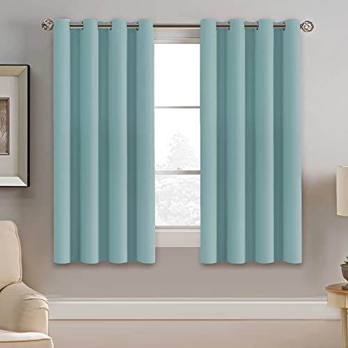 Blackout Curtain for Living Room Thermal Insulated Window Treatment Curtain 54 inch Length Energy Saving Solid Grommet Top Blackout Drape (52"W x 54"L (Pack of 1) / Mineral Blue)