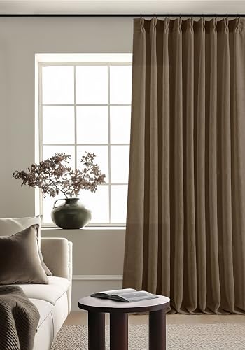 Dutch Cocoa Pinch Pleat Linen Curtains 120 Inches Long 60 Inch Wide 1 Panel (Dutch Cocoa / 60"W x 120"L (Pack of 1))
