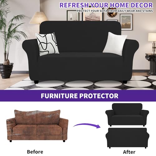 Super Stretch Loveseat Covers (- Black / Medium (57"-70"))