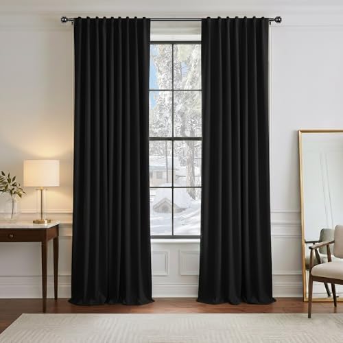 Blackout Curtains 90 inches Long (Black / 42"W x 90"L (Pack of 2))
