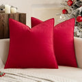 Christmas Decorative Red Velvet Throw Pillow Covers for Couch 22x22 (22" x 22" (Pack of 2) / Red)