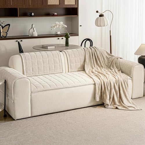 Couch Covers for Dogs (Beige White / 1PC/27.6"x70.9")