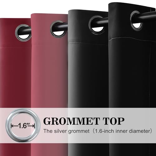 Burgundy Black Ombre Curtains 52x84 Inche Long 2 (52"W x 84"L (Pack of 2) / Burgundy and Black)