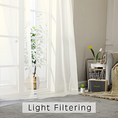 Ivory Sheer Curtains 72 Inches Long 2 Panels (Ivory / 42"W x 72"L (Pack of 2))